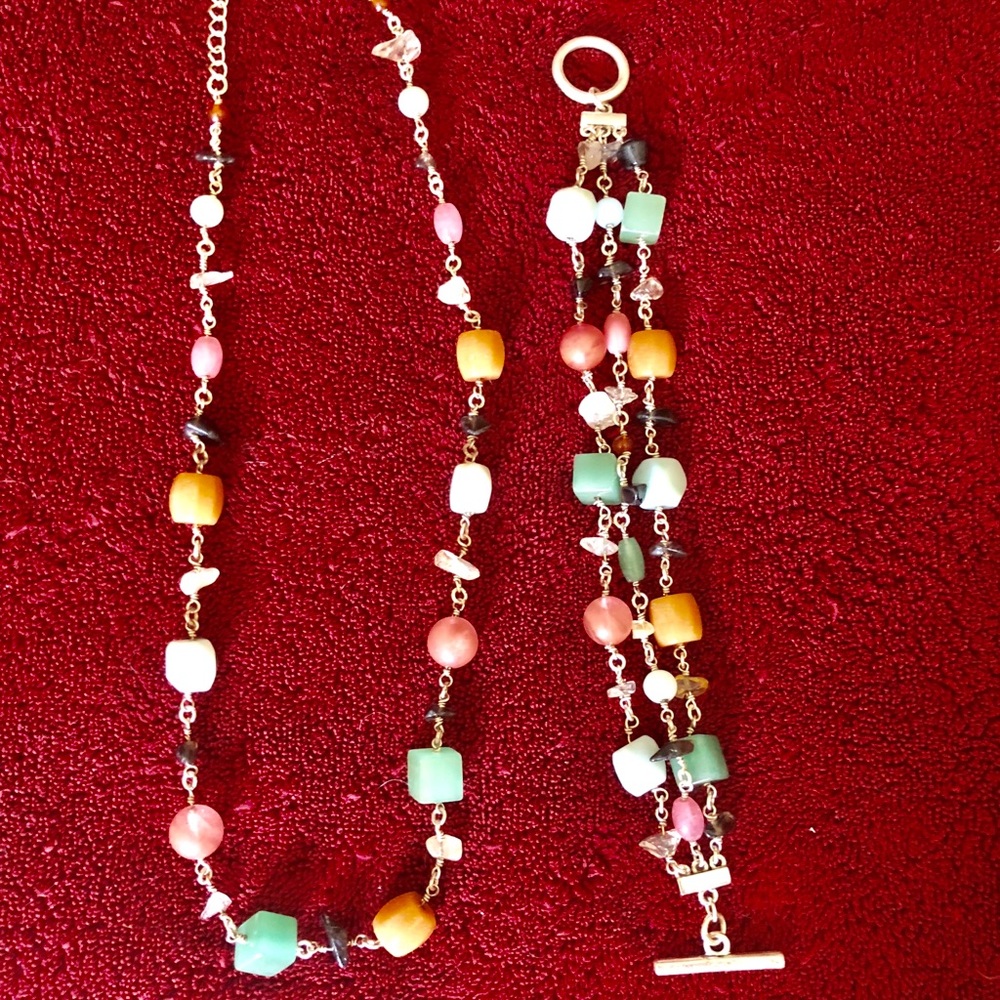 Lia Sophia Multicolored Necklace and Bracelet